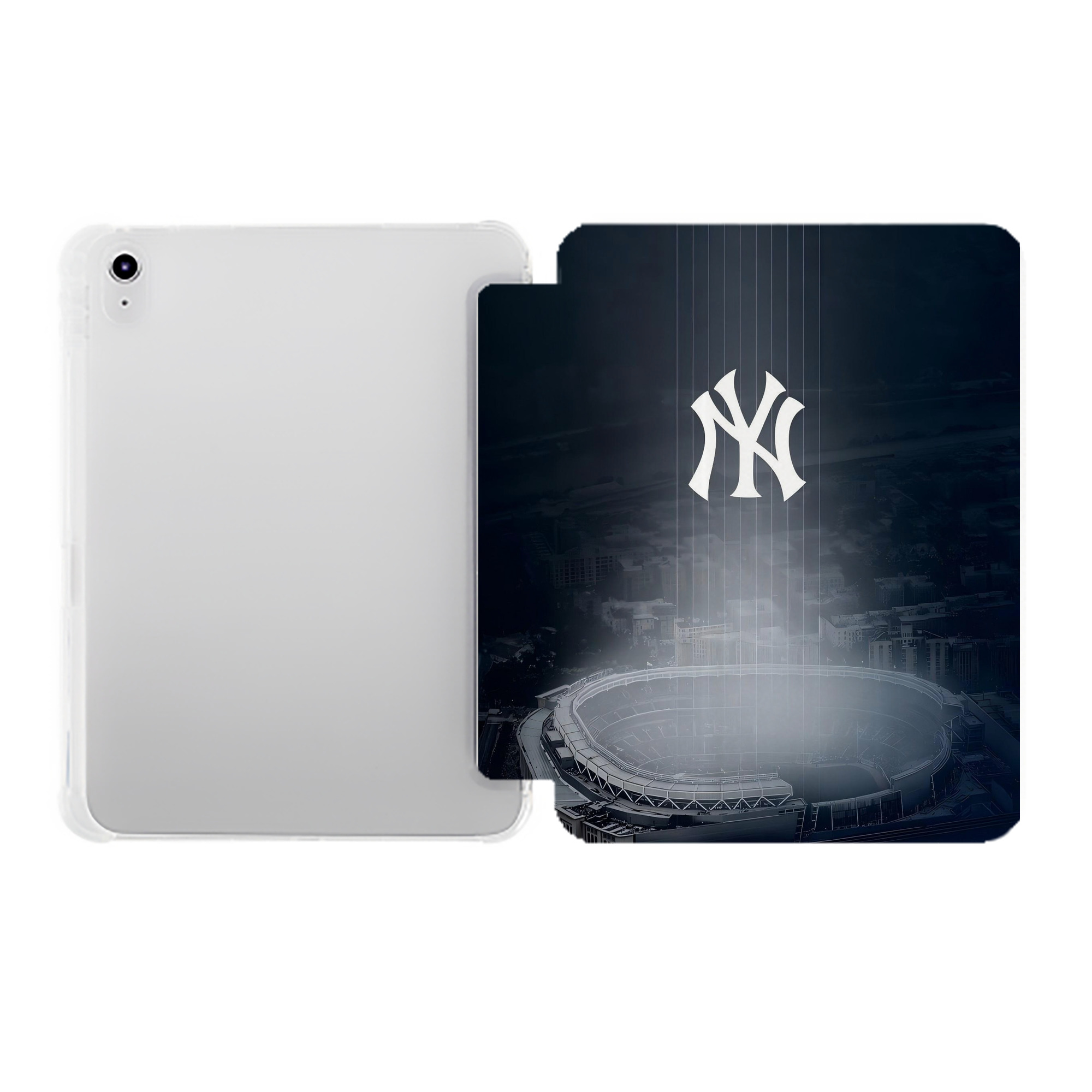 New York Yankees 225 Premium Tri-Fold PU Leather & Silicone IPad Case With Pencil Slot – Fits 9.5,10.5,10.9 – Adjustable Stand, Slim, Protective
